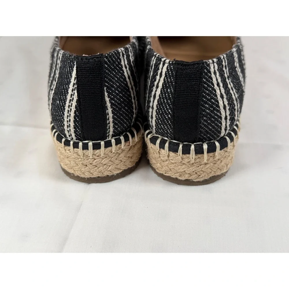Me Too Cassandrah Striped Espadrille Loafers Black White Textile Flats‎ 7M